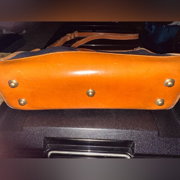 Vintage Dooney & Bourke Navy Pebbled Leather & Brown Crossbody Purse USA - Picture 3 of 10